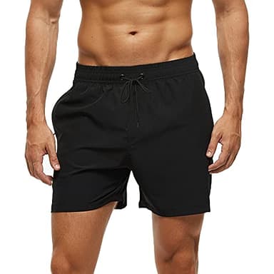 Arcweg Badehose für Herren mit Reißverschlusstasche Atmungsaktiv Wasserabweisend Badeshorts Männer Trainingsshorts Elastisch Verstellbar Mit Tunnelzug Meshfutter Schwarz XL(EU)