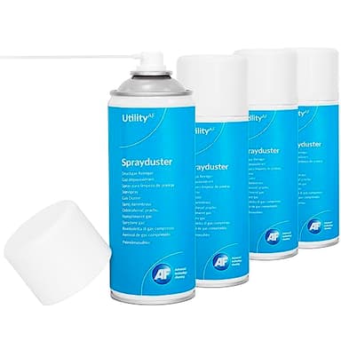 AF Utility Druckluftspray/Druckluftreiniger - Reinigungssprühdose - druckluftspray dose/Druckluft aus der Dose (Air Duster) – PC und Tastatur Reiniger – 4 x 400 ml Packung