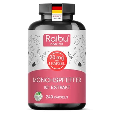 Mönchspfeffer hochdosiert - 20 mg pro Kapsel, 10:1 Extrakt (entspricht 200 mg Mönchspfeffer) - aus originalem Vitex agnus castus - 240 Kapseln, ohne unnötige Zusätze, vegan, laborgeprüft