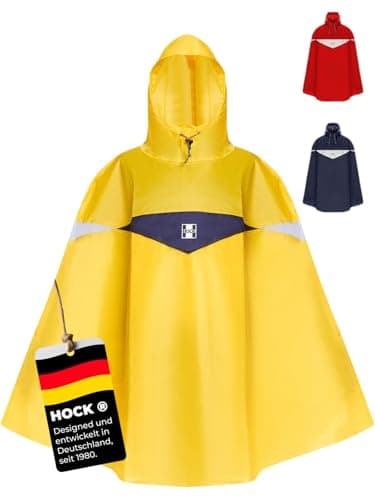 HOCK Premium Fahrrad Regenponcho 'Super Praktiko' mit Lüftung und seitlicher Armöffnung - 100% wasserdichter Fahrradponcho für Herren & Damen (Gelb, XL)