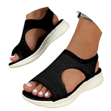 Orthopädische Sandalen Damen Sommer Waschbare Slingback Orthopädische Slide Sport Sandalen mit Weiche Fussbett Bequem Sommerschuhe Casual Strick Sandalens 37-42EU