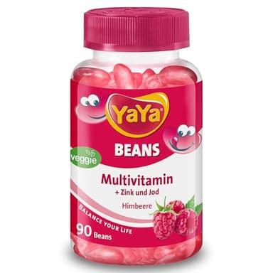 YAYABEANS® MULTIVITAMIN HIMBEERE mit Zink und Jod Kaudragees, 90 Stück