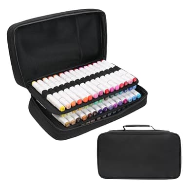 BOMKEE 60 Schlitze Marker Organizer Fall, Großer Marker Fall für 60 Marker Große Kapazität Marker Aufbewahrungstasche Stift Fall Bleistift Tasche mit Tragegriff