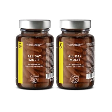 2er Set Multivitamin Kapseln hochdosiert - 30 wertvolle Vitamine A-Z, Mineralstoffe, Spurenelemente & Pflanzenextrakte - All In One Premium Multi Vitamine - natürlich & vegan