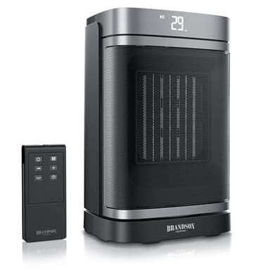 Brandson - Heizlüfter energiesparend leise - Oszillation - mit Fernbedienung - Preisträger - ECO Modus - 2 Stufen - Kindersicherung - Timer - Heizung Keramik Heater - Bad Wohnzimmer Büro Kinderzimmer