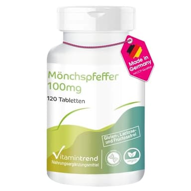 Vitamintrend Mönchspfeffer 100mg mit Zink, 120 Tabletten, hochdosiert, Nahrungsergänzungsmittel vegan ohne Magnesiumstearat, in Deutschland hergestellt