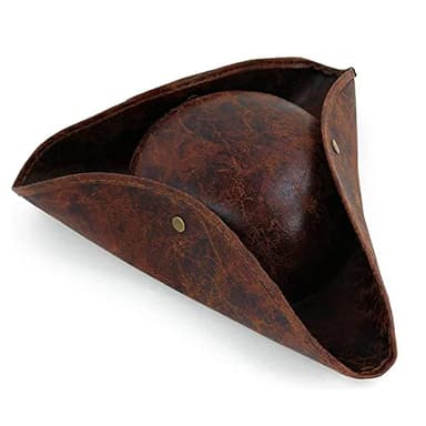 YWINETO Piratenhut für Erwachsene Braun Used-Look Leder Kolonial Stil Tricorn Hut Piratenkappe Verkleidung Kolonial Mittelalter Accessoire für Piraten Mottoparty Halloween Cosplay, Einheitsgröße
