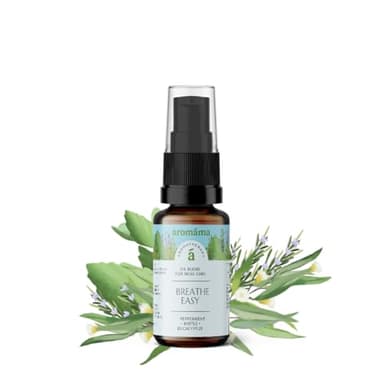aromáma Breathe Easy Nasenpflege-Öl mit Vitamin E, Natürliche Aromatherapie mit Pfefferminz-, Eukalyptus-, Myrten- & Teebaumöl für ein erfrischendes Nasenerlebnis, 20 ml