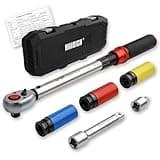 Hairich Drehmomentschlüssel Auto 1/2 Zoll, 40–210 Nm, TÜV Süd GS geprüft, 6-tlg. Drehmomentschlüssel Set mit 125 mm Verlängerung, 1/2"-3/8" Adapter & 3 Stecknüssen – Für Reifenwechsel & Motorrad