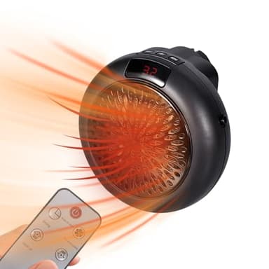 ACSHRY Mini Heizlüfter Steckdose,800W Steckdosen Heizung,Heizlüfter Steckdose mit Fernbedienung,Portable PTC Keramik Steckdosenheizung Bad,Steckdosen Heizlüfter Wandmontage für Badezimmer (Schwarz)