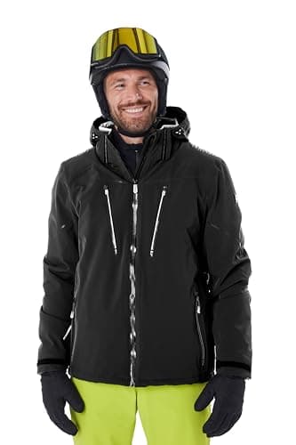 killtec Herren Skijacke/Funktionsjacke mit abzipbarer Kapuze, Schneefang und Unterarmventilation KSW 50 MN SKI JCKT, schwarz, M, 43441-000