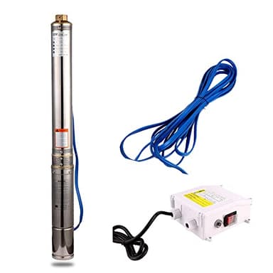 ZYIY 0,5Hp Tiefbrunnenpumpe 4Zoll Edelstahl-Tauchtiefbrunnenpumpe Max Durchfluss 6,8m³/h Förderhöhe 42m Tauchpumpe für Brunnen1,25"Auslauf 33ft Kabel BohrBrunnenpumpe für industrielleGartenBewässerung
