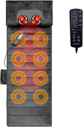 Massagematte mit Wärmefunktion,Shiatsu-Nacken- und Rückenmassagekissen,Massagematratzenauflage mit 10 Vibrationsmotoren,9 Massageprogrammen,zur Linderung von Rücken,Nacken- und Beinschmerzen