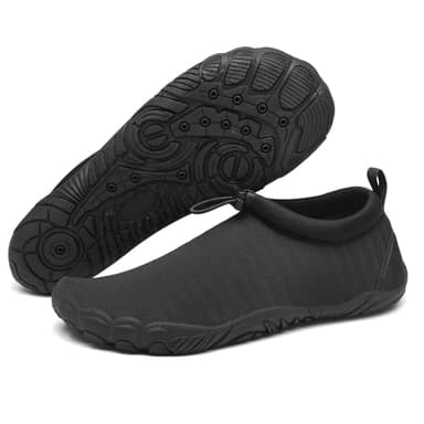 Mishansha Badeschuhe Herren Damen Wasserschuhe rutschfeste Schwimmschuhe Schnelltrocknende Aquaschuhe Strandschuhe Neoprenschuhe für Meer Steinstrand Schwarz,Gr.42