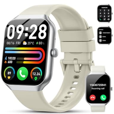Smartwatch Herren Damen, 1,96" HD 2025 Fitnessuhr Smart Watch mit Telefonfunktion, 115+ Sportmodi Schrittzähler Armbanduhr, Herzfrequenz SpO2 Schlafmonitor, IP68 Wasserdicht Sportuhr für Android iOS