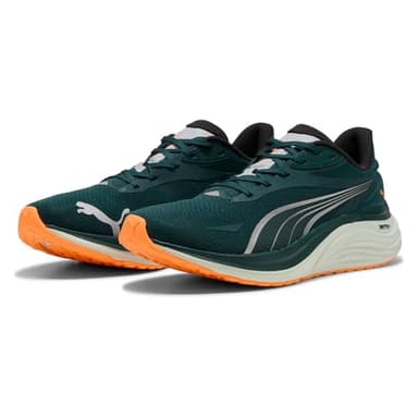 PUMA Herren Electrify Nitro 4 Straßen-Laufschuh, Green Terrain Heat Fire, 44 EU