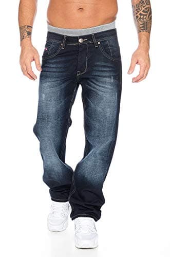 Rock Creek Herren Jeans Hose Denim Blau Straight-Cut Gerades RC-2091 Dunkelblau W32 L32