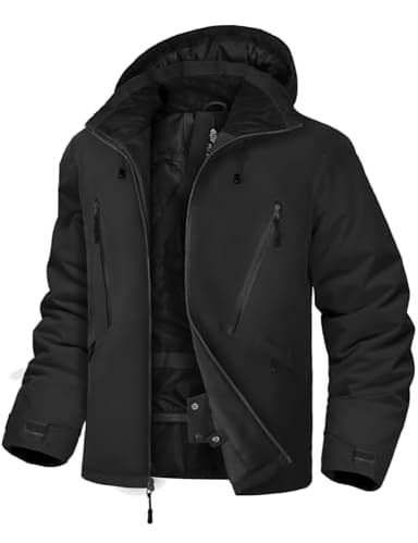 GEMYSE Herren Skijacke Wasserdichte Winterjacke Winddichte Isolierte Schneejacke mit integriertem Schneefang(Schwarz,XL)