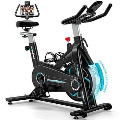 Wenoker Heimtrainer Fahrrad | Leises mit APP | Spinning Bike Indoor mit Verstellbarem Widerstand & Tablet-Halter Fitnessbike | Bis160KG | für Kardio-Training Zuhause