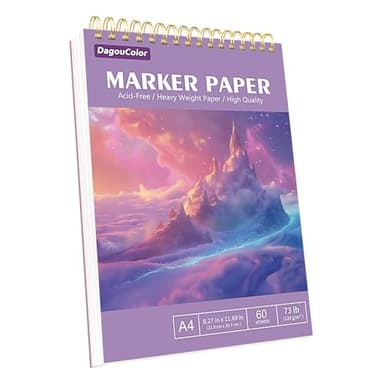 DagouColor Marker Papier für Alkoholmarker, A4, 1 Pack, 60 Blätter (120 Seiten) Anti-Penetration Zeichenbuch, Doppelseitiges Säurefreies Spiral-gebundenes Skizzenbuch für Künstler Kinder Erwachsene
