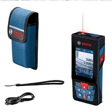 Bosch Professional Laser-Entfernungsmesser GLM 150-27 C (integrierte Kamera, integrierter 3,6V Akku, Reichweite: bis zu 150 m, robust, IP54, ± 1,5 mm, Schlaufe, Tasche)