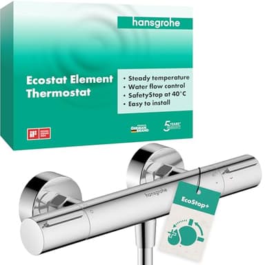 hansgrohe Ecostat Element - Duschthermostat Aufputz mit EcoStop+, Duscharmatur mit Sicherheitssperre (SafetyStop) bei 40° C, Thermostat für die Dusche, Mischbatterie für 1 Verbraucher, Chrom, 13346000
