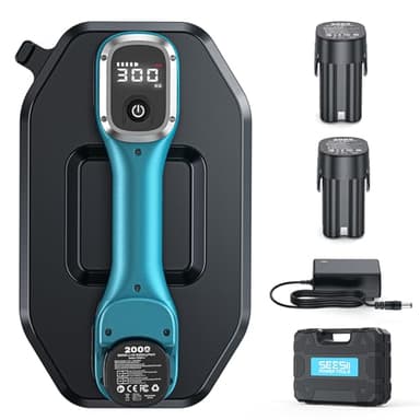 SEESII Akku Saugheber für Fliesen, 300KG Tragkraft Elektrisch Saugheber für Glas/Fliesen/Keramik,Vakuumheber mit 2x2000mAh Akku & Digital display, Schwerlast-Saugnäpfe für Bodenplatten & Große Paneele