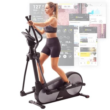 Christopeit Crosstrainer EL 8000 – Ellipsentrainer mit Induktionsbremssystem, 12 kg Schwungmasse, 32 Widerstandsstufen, LCD-Display mit Tablet-Halterung, 23 Trainingsprogramme, Bluetooth & Kinomap