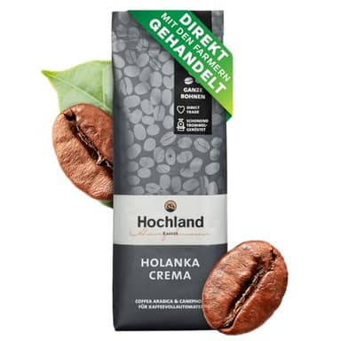Hochland Kaffee - Holanka Crema - 250g Kaffeebohnen - Nachhaltig direkt gehandelt - Perfekt für Vollautomaten und Siebträger - Milder aromatischer Geschmack - Beste Qualität aus Peru