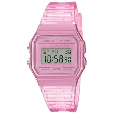 Casio Damen Digital Quarz Uhr mit Resin Armband F-91WS-4EF, Rosa