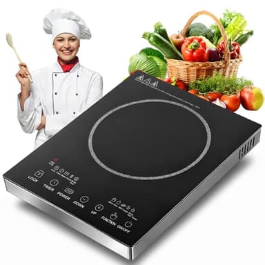 wowspeed Glaskeramikkochfeld, Cerankochfeld 1 Platte 3500W, Tragbares Ceranfeld 1 Platten, 4 Kochmethode, 3-Stunden-Timer, Stufenlose Einstellung, Touch-Steuerung, Kochplatten 1er Elektrisch