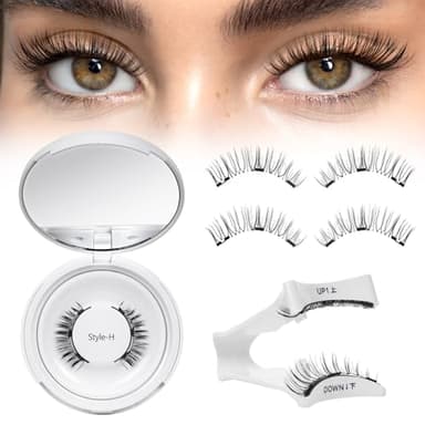 Higu clace Magnetische Wimpern, Magnet Wimpern Ohne Eyeliner,Magnetische Wimpern Natural Look, Stark Magnet Wimpern mit Applikator,Kein Kleber erforderlich Wimpern Magnetic(Style H)