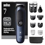 Braun All-in-One Series 7, 11-in-1 Groomingset, ProBlade, Nasenhaartrimmer, AutoSense, Rasierer Herren Elektrisch, Body Rasierer, Barttrimmer und Haarschneider, 120 Min Akku, AIO7540, Blau
