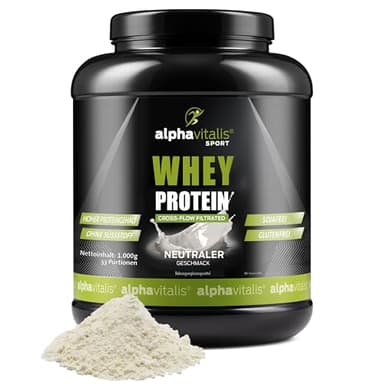 Whey Protein Neutral ohne Süßstoff - 1000g WPC Eiweiß Pulver für Proteinshakes, Kraftsport & Fitness - Molkenprotein Konzentrat cross flow mikrofiltiert CFM - Muskelaufbau Shake geschmacksneutral