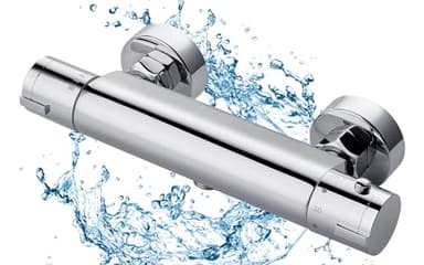 BONADE Duscharmatur mit Thermostat, Aufputz Mischbatterie Dusche mit 38°C Sicherheitstaste, Chrom Thermostatisches Brausebatterie, Rundes Duschthermostat für Badezimmer, Wanne