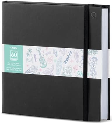 Ohuhu Skizzenbuch Doppelseitig Durchschlagfest, 120 Seiten (60 Blätter) 150 g/m² – Quadratisches Hardcover-Skizzenbuch für Marker, Zeichnen, Malen – Ohne Durchdrücken & Beidseitig Nutzbar, 21×21 cm