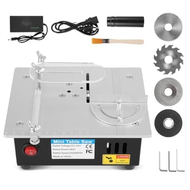 Mini Multifunktions Tischkreissäge, 100W Tischsäge für Handwerksarbeiten, 7-Gang-Netzteil Tragbarer Elektrischer Holzschneidetischcutter Verstellbare Gehrungstischsäge für Holz Kunststoff Acryl (01)
