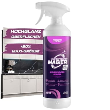 GLORYPURE KÜCHEN-FRONTEN MAGIER HOCHGLANZ 750 ml Maxi-Grösse | Professioneller Spezialreiniger für hochglänzende Küchenfronten, streifen- und schlierenfreie Oberflächen | Anti-Fingerprint