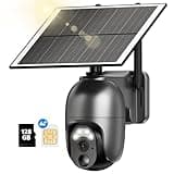 NUASI 4G LTE Überwachungskamera Aussen Solar mit SIM Karte &【128GB】 Karte- 2K HD PTZ Kabellos Kamera Ohne WLAN Outdoor Akku, 355°/100° Schwenkbar, Farb-Nachtsicht, 2-Wege-Audio, PIR Erkennung, IP66