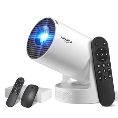 Mini Beamer Unterstützt 4K 1080P, Projektor Tragbarer mit WiFi 6 und Bluetooth 5.4, Beamer Klein Projektor Auto Keystone 180° Verstellbar Kompatibel mit HDMI/TV Stick/Memory Stick/Laptop, Beige