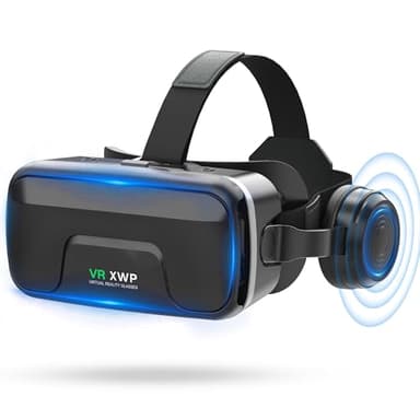 XWP VR Brille Handy Mit Kopfhörern, 3D Virtual Reality Headset Mit HD Linsen, Kompatibel Mit iPhone & Android 4,7–7,2 Zoll Smartphones, Für Spiele, Filme Und Familienspaß, Kinder