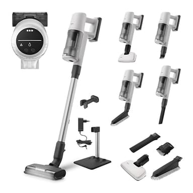 AEG Serie 6000 Akku-Staubsauger, Digitalmotor, Kabellos, Alle Böden, bis zu 99% Staubaufnahme, bis zu 40 min Laufzeit, Einfache Handhabung, Entnehmbarer 21,6V Akku, Leicht, Zubehör, Weiß, AP61HB21SH