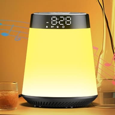 Te-Rich Bluetooth Lautsprecher mit Licht Wecker Soundmaschine mit 30 beruhigenden Sounds & Schlaftimer, Touch Dimmbar Lampe und Nachtlicht Frauen Männer Mädchen Junge Kinder Teens
