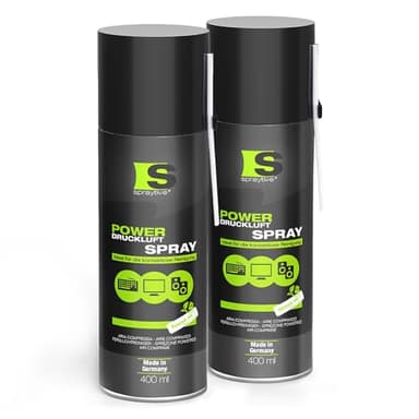 Spraytive 2 x 400ml Power Druckluftspray/Druckluftreiniger mit 100mm Sprühverlängerung - Druckluftdose (Air Duster) - zur Reinigung von Tastatur, PC, Playstation, Xbox