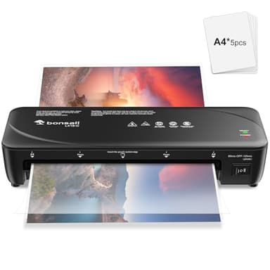 Bonsaii A4 Laminiergerät mit Anti-Stau-Technologie, 80-125 Mikron, 2-Walzen-System, Schnelles und reibungsloses Laminieren, Laminator für Fotos und Dokumente in Schule, Büro und Zuhause L418-C