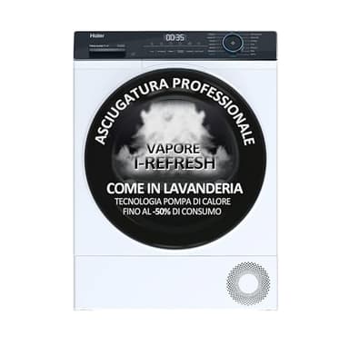 Haier I-Pro HD90-A2939E-IT, Wäschetrockner, 9 kg, Klasse A++, 65 dB, Dampf, angeschlossen, 15 Programme, weiß, HxBxT 84,5 x 59,5 x 66,5 cm