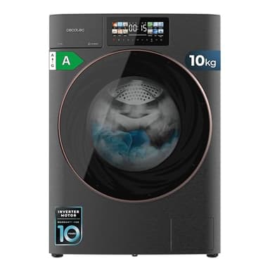 Cecotec Waschmaschine Trockner 10-6Kg Frontlader Bolero Wash&Dry 106950 Autodose Inverter 3D Steel A, 1400 U/min, 13 Programme, Inverter Plus Motor, Core Matrix Bildschirm 9,2", Smooth Wash, XXL Tür