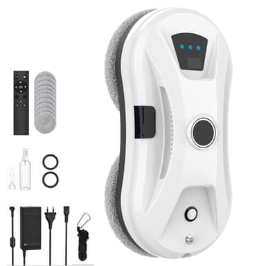 Fensterputzroboter, 5600Pa Fensterroboter mit Automatischem Wasserstrahl,Fensterreiniger Roboter Elektrisch mit Intelligentes Kantenerkennungssystem, für Innen- und Außenfenster, 10X Lappen (B)