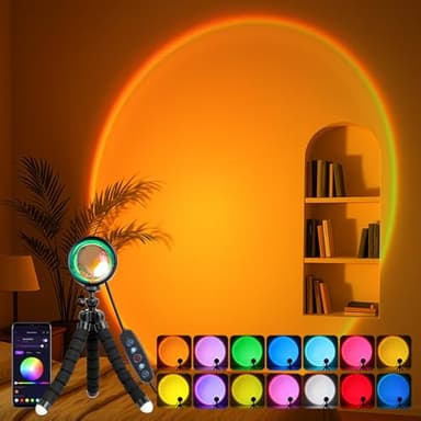 Kangtaixin Sunset Lamp - RGB Sonnenuntergang Lampe - App-Steuerung USB-Anschluss LED Projektor 360 ° Drehbares Romantisches Vision-Stimmungslicht für Fotografie, Selfie, Dopamine, Wohnzimmer Deko