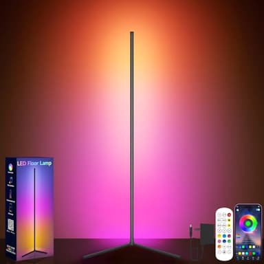 GIPOYENT Corner Floor Light, RGB LED Corner Lamp with Music Sync, Smart App and Remote Control Ambience Light with Music Sync, LED Lamp with 16 Million Colors for Bedroom, Living Room Gaming Room (1)